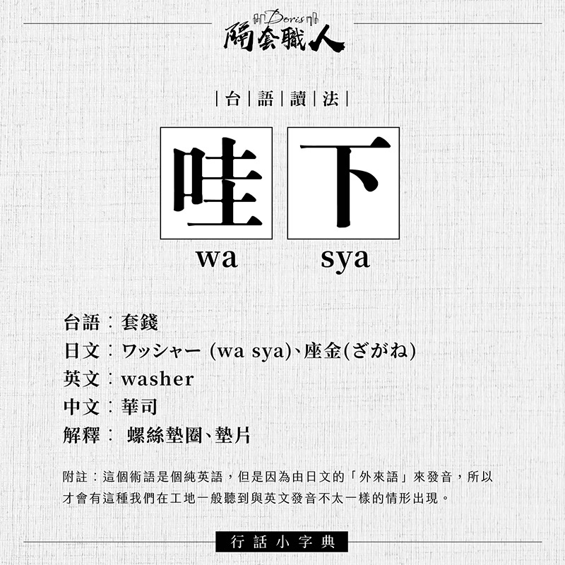 行話小字典：哇下 (wa sya)